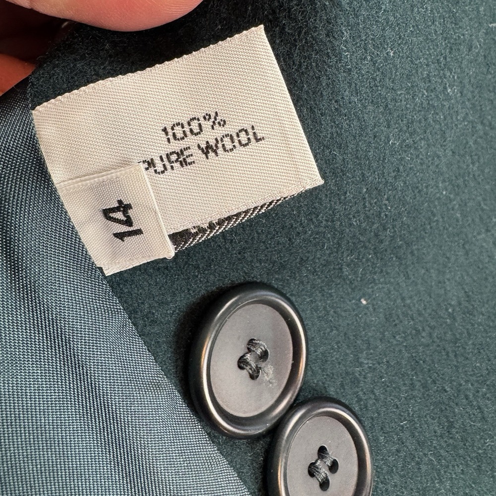 Forecaster Of Boston Wool Trench Overcoat Emerald Green Size 14 Classic Preppy - Picture 4 of 8